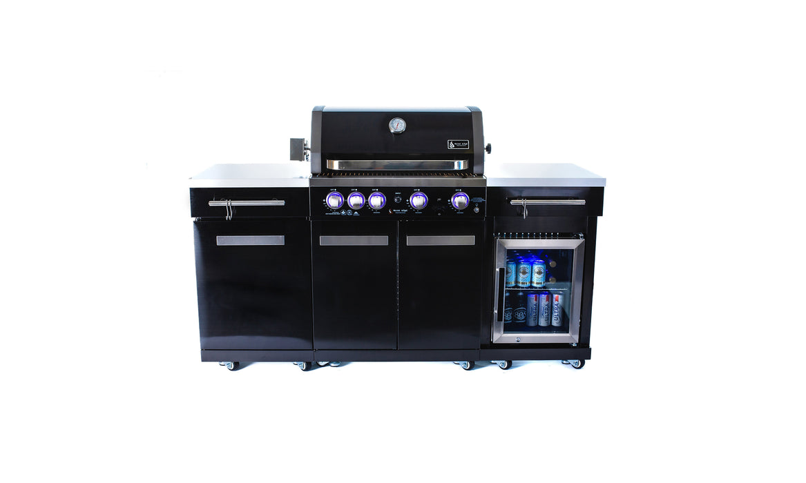Mont Alpi Compact Black Stainless Steel 957 Island with Refrigerator