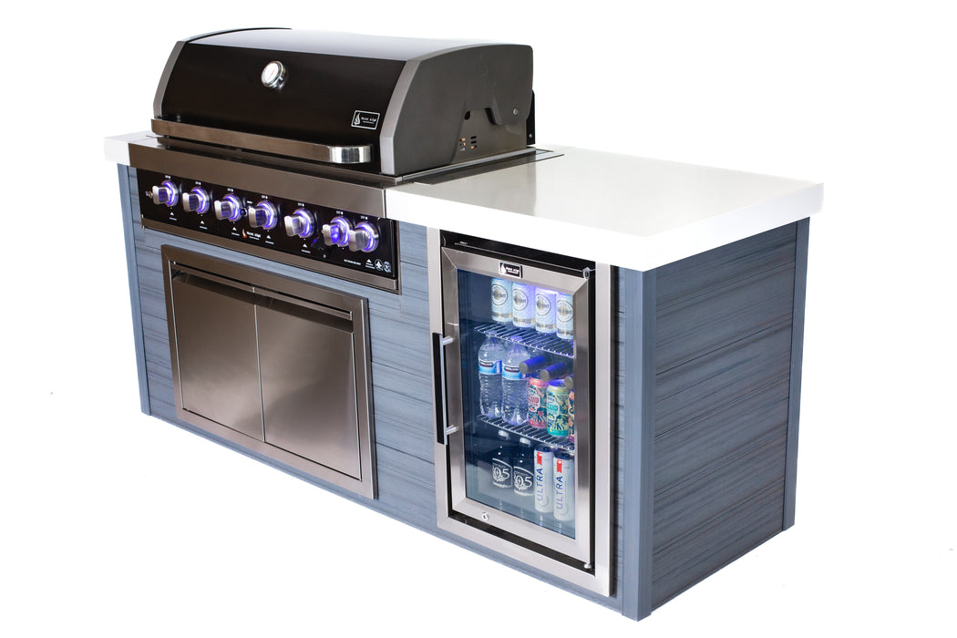 Mont Alpi 6-Burner Black Stainless Steel Art-wood Outdoor Island Grill