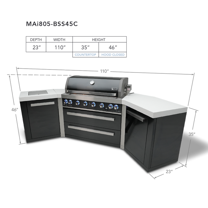 Mont Alpi 805 Black Stainless Steel Island with 45 Degree Corners