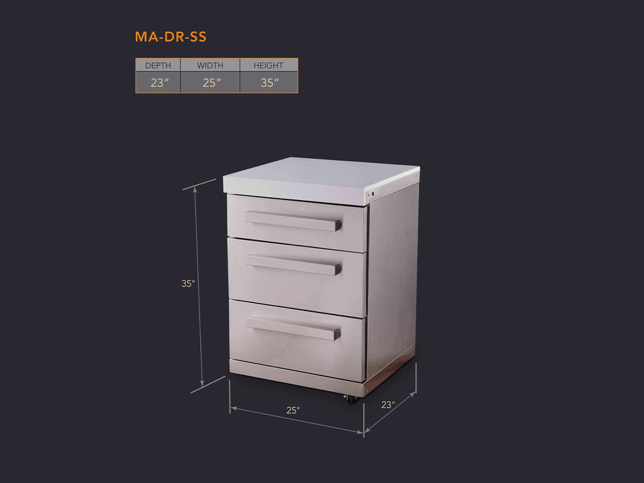Mont Alpi Extra Drawers Cabinet Module in Stainless Steel