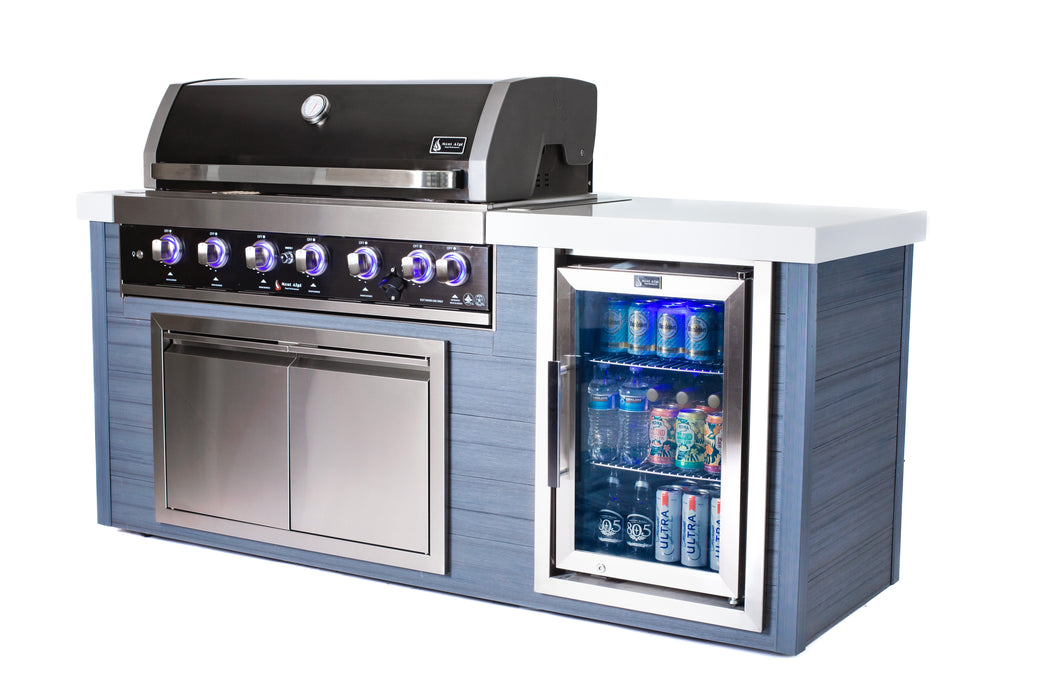 Mont Alpi 6-Burner Black Stainless Steel Art-wood Outdoor Island Grill