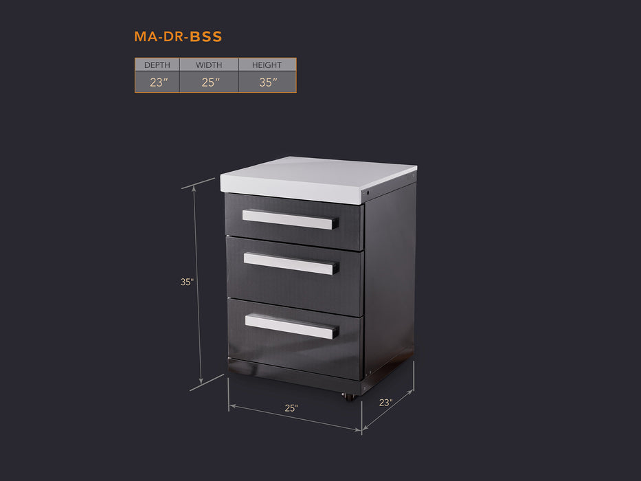 Mont Alpi Extra Drawers Cabinet Module in Black Stainless Steel