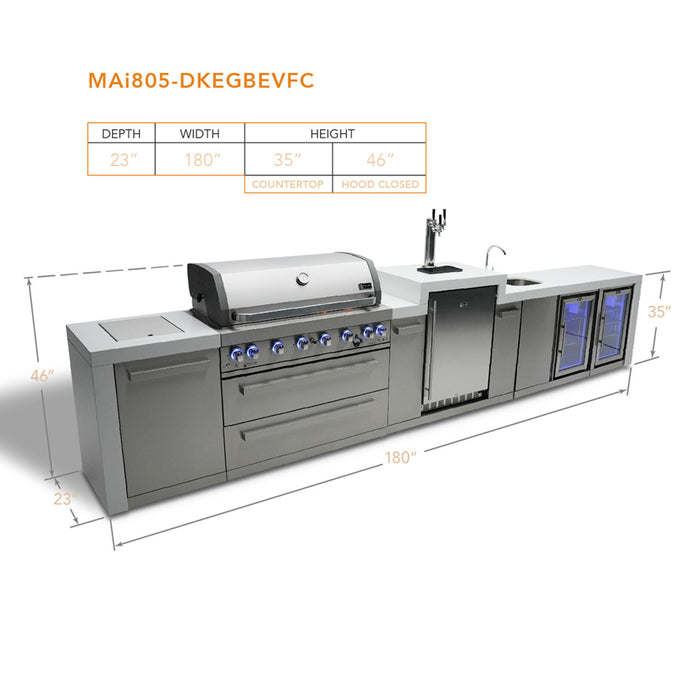 Isla Mont Alpi 805 Deluxe con dispensador de cerveza, centro de bebidas y gabinete refrigerador