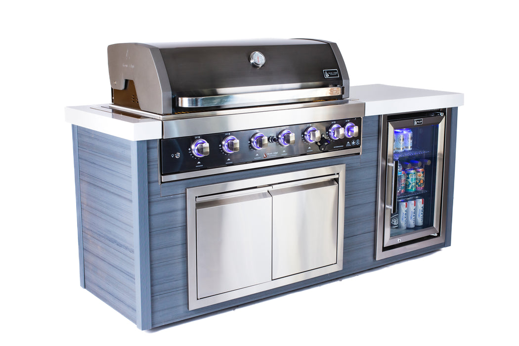 Mont Alpi 6-Burner Black Stainless Steel Art-wood Outdoor Island Grill