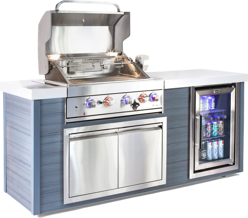 Mont Alpi 4-Burner Stainless Steel Art-wood Outdoor Island Grill